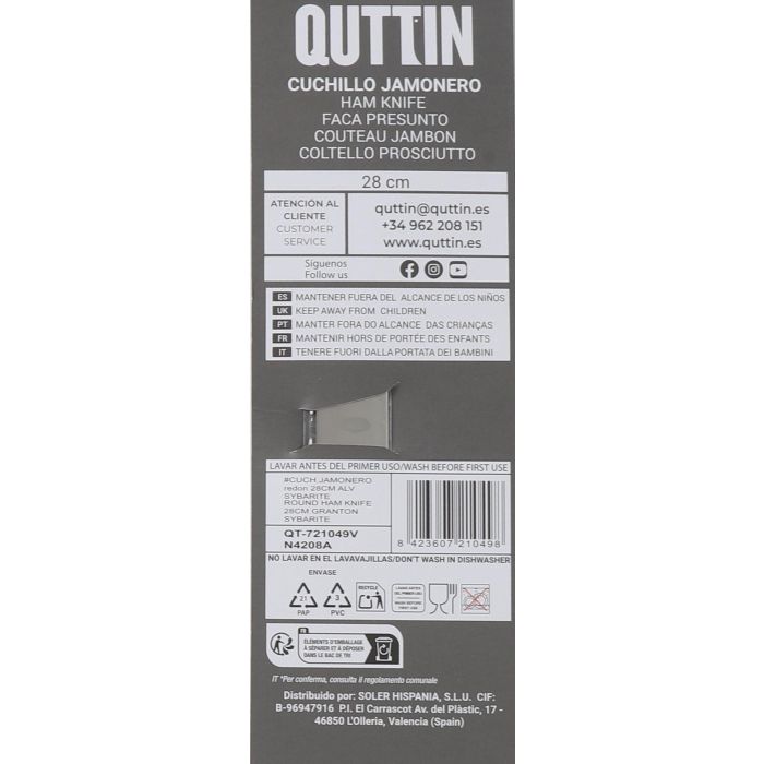 Quttin Cuchillo Jamonero Sybarite 28 cm con Alb redonda (16 Unidades) 3