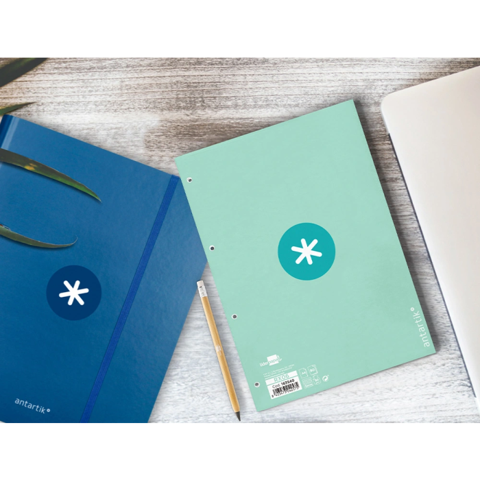 Antartik Recambio A4 80 hojas 90gr cuadro 5 mm 4 taladros 1 banda marco color menta 7