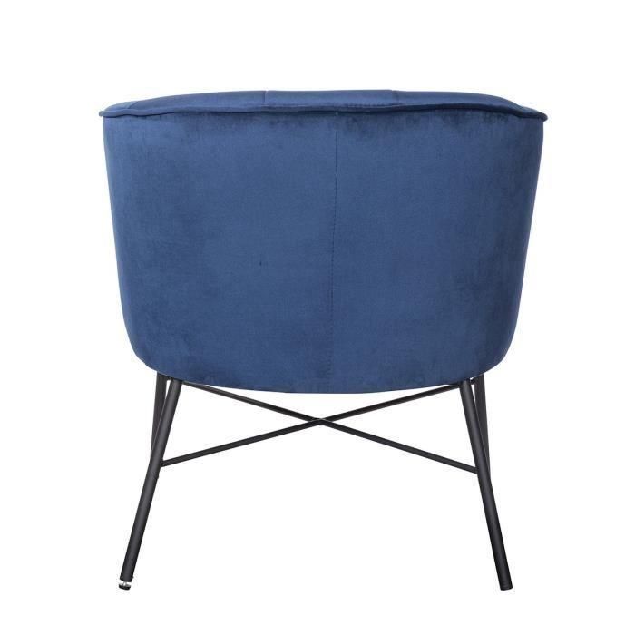 Sillón ELIOTT - Patas de metal - Terciopelo azul - L 68 x P 59 x A 72 cm 4