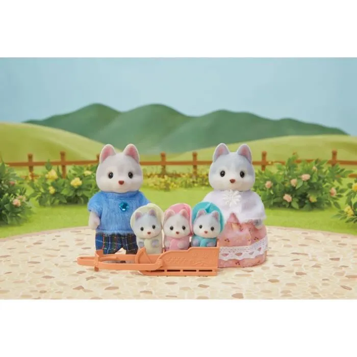 Sylvanian Families Familia Husky Mamá Papá Trillizos Muñecos Articulados con Ropa 1 Sylvanian Families Familia Husky Mamá Papá Trillizos Muñecos Articulados con Ropa 1