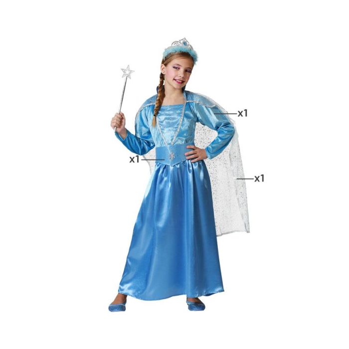 Disfraz Princesa Azul Niña 10-12 Años - Temática Personajes de Cuento con Vestido, Capa y Cinturón de Polyester para Carnaval Disfraz Princesa Azul Niña 10-12 Años - Temática Personajes de Cuento con Vestido, Capa y Cinturón de Polyester para Carnaval