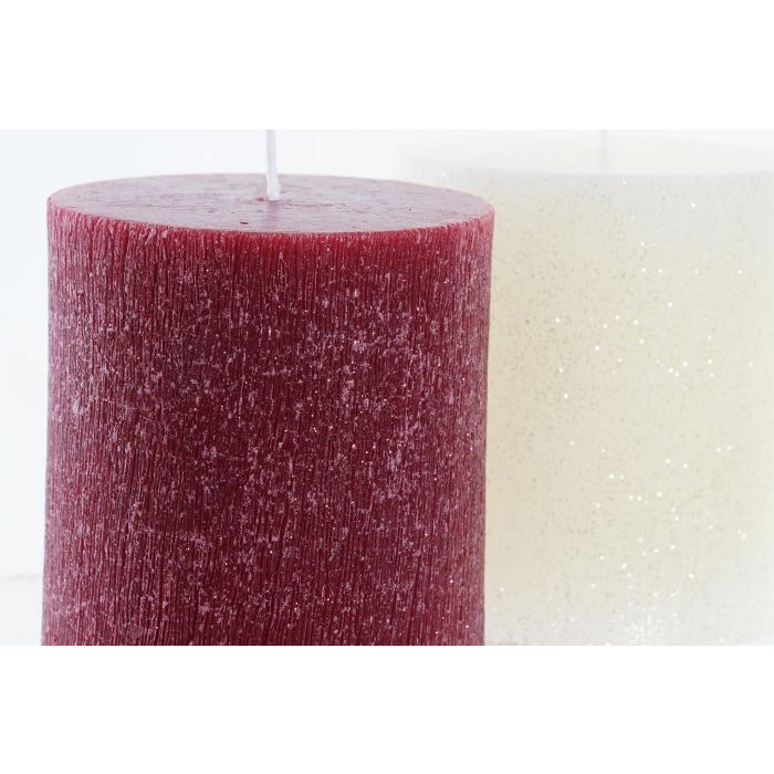 DKD Home Decor Vela Navidad Tradicional Cera Blanco Rojo 9 x 10 x 9 cm (2 Unidades) 1