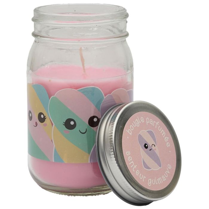 The Concept Factory Tarro Vela Perfumada Kawaii Colección Gato Panda Malvavisco Duración 41h Cera Parafina 260g Vidrio 4