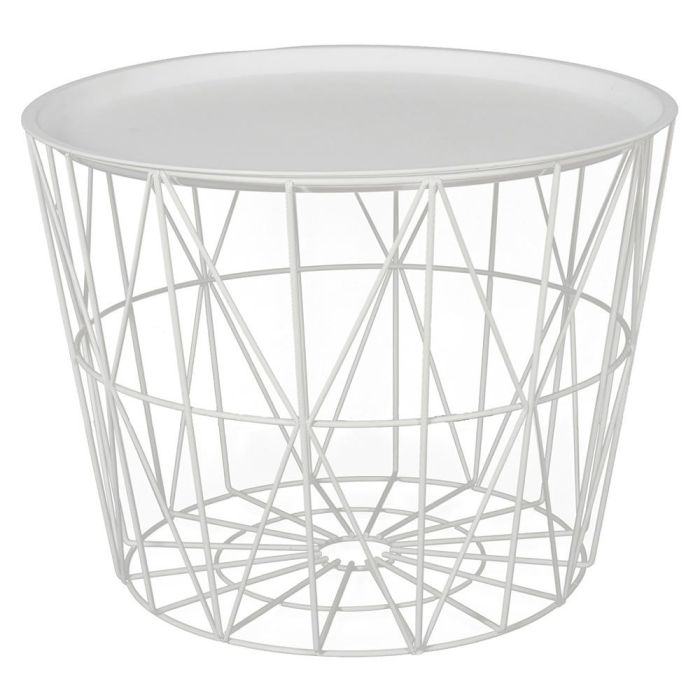 Home Deco Factory Mesa Auxiliar Metal Blanca con Tapa Extraíble y Espacio de Almacenamiento - 52.5x40 cm 0 Home Deco Factory Mesa Auxiliar Metal Blanca con Tapa Extraíble y Espacio de Almacenamiento - 52.5x40 cm 0