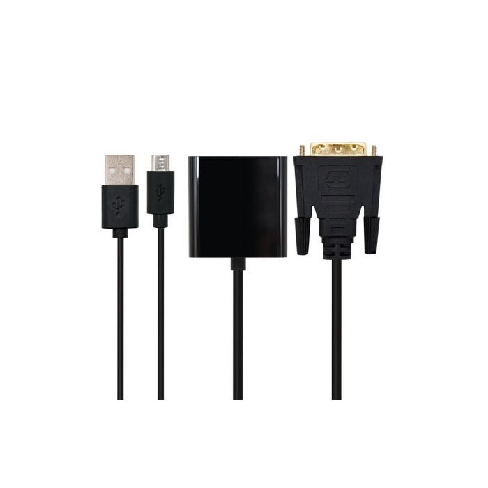 Nanocable 10.16.2008-BK Conversor DVI 24+1 Macho a VGA Hembra, Soporta 1080p, Alimentación Externa, 10 cm, Negro Nanocable 10.16.2008-BK Conversor DVI 24+1 Macho a VGA Hembra, Soporta 1080p, Alimentación Externa, 10 cm, Negro