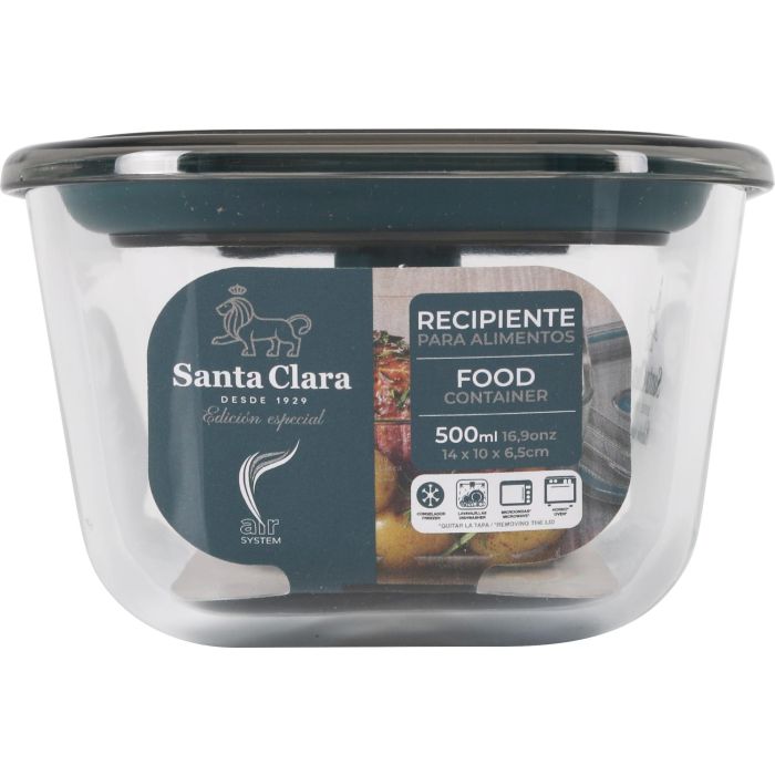 Fuente rectangular con tapa hermética y válvula 500 ml Santa Cl Inde (4 Unidades) 2