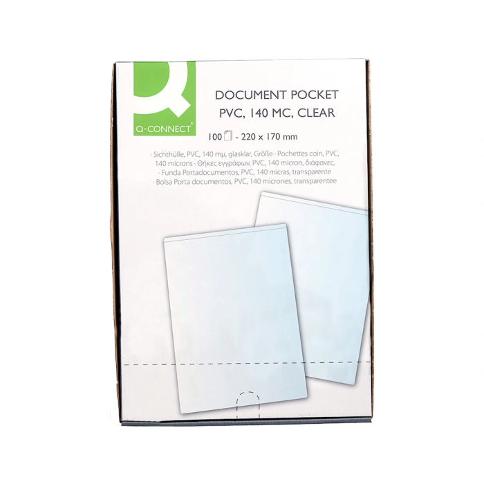 Q-connect Funda Portacarnet PVC Transparente 140 Micras, Tamaño Cuarto, 220x170mm 4