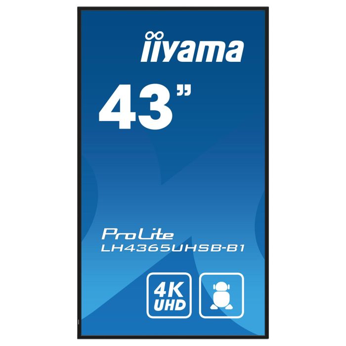 Iiyama LH4365UHSB-B1 Monitor Profesional 43" 4K UHD IPS 800 cd/m², Android 11, 24/7, WiFi, LAN, 2x HDMI, DP, USB, Altavoces 20W, Montaje VESA 400x400mm