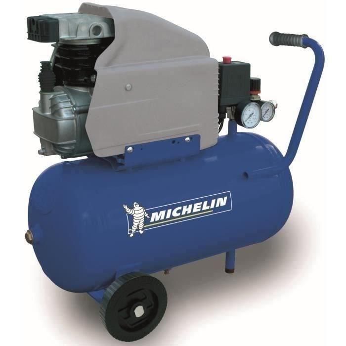 Michelin MB24 Compresor Aire 2 CV 230V, Depósito 24L, 8 Bares, Caudal 200L/min, Motor Coaxial Lubricado y Kit Inflado