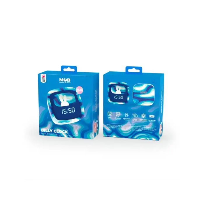 Wondee Despertador Billy Clock con Luz Nocturna de Conejito, Tejido y Silicona Soft-touch, 3 Alarmas, Modo Touch Responsive 5