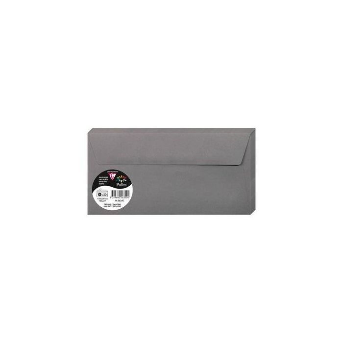 Sobre Clairefontaine Pollen 110X220 120G Gris Acero Paquete De 20