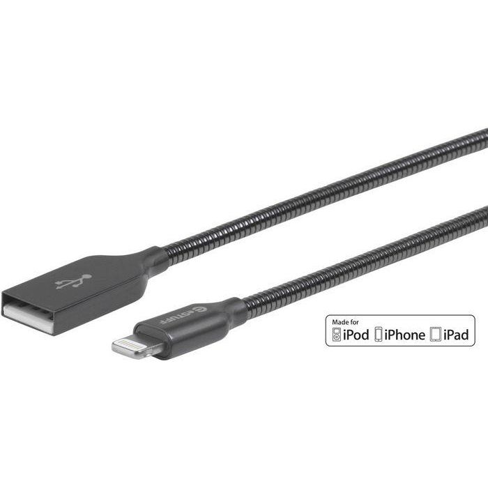 eSTUFF Cable Lightning MFI 0.5m Gunmetal - Diseño Elegante Metálico Ultra Flexible y Duradero con Kevlar