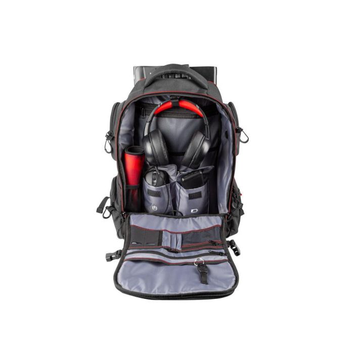 Genesis Mochila Pallad 550 Portátil 17.3" Resistente al Agua y Golpes con Múltiples Compartimentos de Poliéster Negro Rojo 8