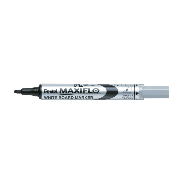 Pentel Marcador Pizarra Blanca Maxiflo MWL-5S Negro Caja 12 Unidades 1