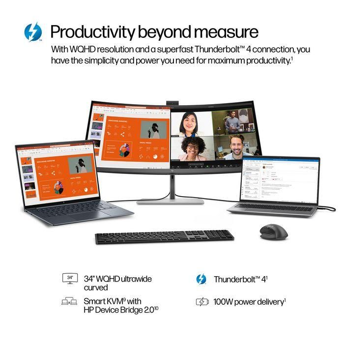 HP 734pm Monitor de Videoconferencia Series 7 Pro WQHD de 34 pulgadas Ultrapanorámico con IA y Thunderbolt 4 7
