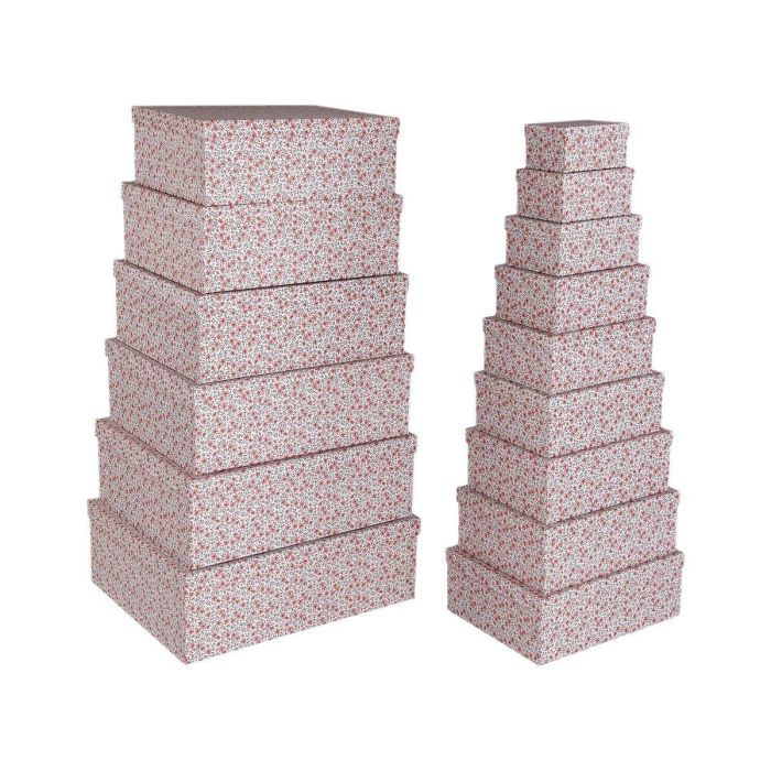 Juego de Cajas Decorativas Versa Rojo Cartón Rosas (15 Piezas) Juego de Cajas Decorativas Versa Rojo Cartón Rosas (15 Piezas)
