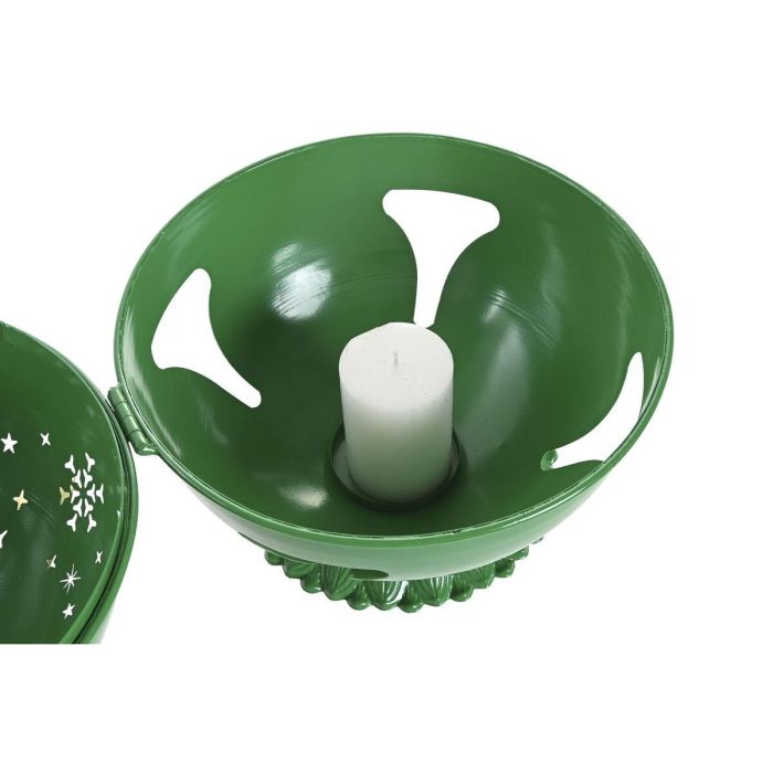 DKD Home Decor Figura de Navidad Tradicional Portavela Metálica Rojo Verde Dorado 31.5x31.5x35.5 cm (Pack de 2 Unidades) 1