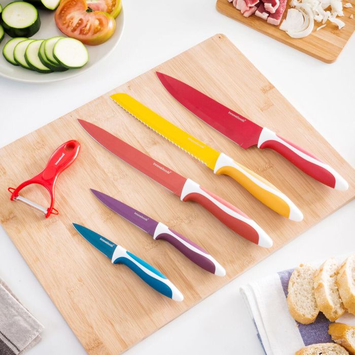Juego de Cuchillos Cerámicos y Pelador Knoolvs InnovaGoods 6 Piezas 4 Juego de Cuchillos Cerámicos y Pelador Knoolvs InnovaGoods 6 Piezas 4