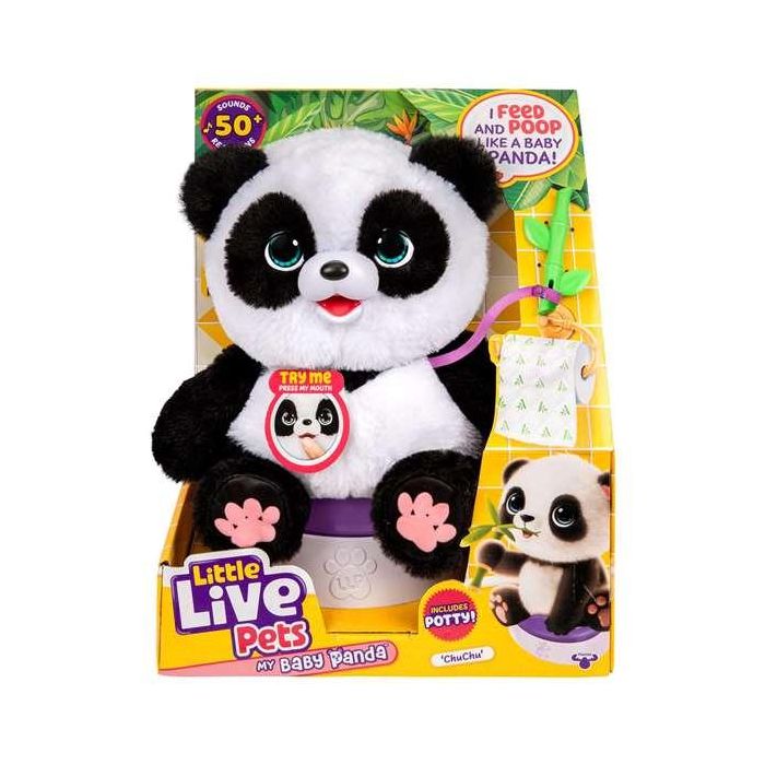 Little Live Pets Panda Interactivo Peluche que se Alimenta y Hace Caca. Con más de 50 Sonidos y Reacciones. Incluye Pilas AA, 3+ años