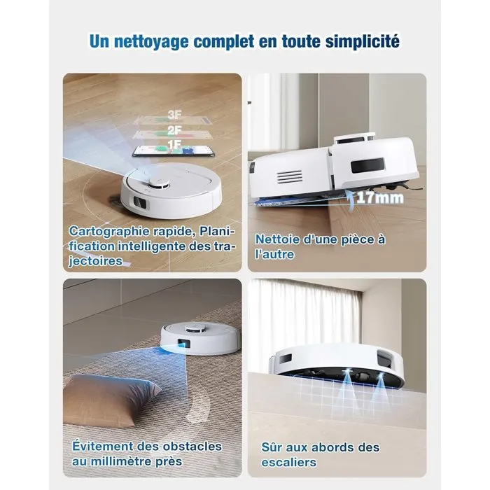 Ecovacs DEEBOT MINI Aspiradora Robot 9.000 Pa ZeroTangle 2.0 TrueMapping 2.0 Secado a 45° Vaciado Automático AAAVA47411 3