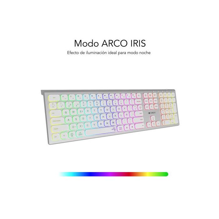 Subblim SUBKB-3MIE300 Teclado Inalámbrico Master Plata y Blanco Dual Bluetooth 5.2 y 2.4G Retroiluminado Multidispositivo 3 Numérico Español Recargable USB-C 8 Subblim SUBKB-3MIE300 Teclado Inalámbrico Master Plata y Blanco Dual Bluetooth 5.2 y 2.4G Retroiluminado Multidispositivo 3 Numérico Español Recargable USB-C 8