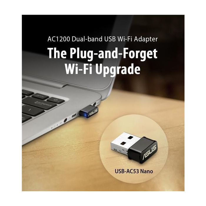 Asus Adaptador Wi-Fi USB AC1200 Nano Doble Banda 867Mbps 5GHz / 300Mbps 2.4GHz con MU-MIMO IEEE 802.11ac 7