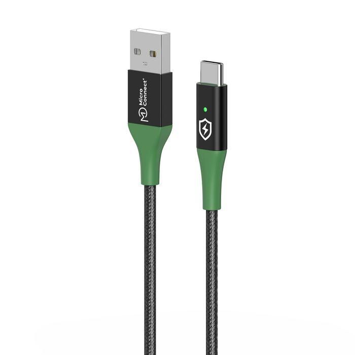 MicroConnect Smart Charge USB-A to USB-C Cable 2m Black/Green