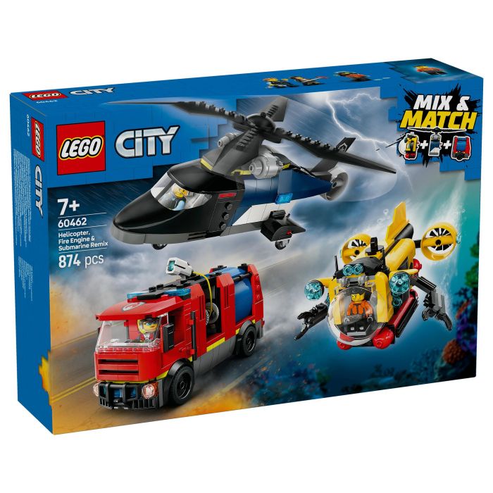 LEGO 60462 Helicóptero, Cami3n Bomberos Y Submarino