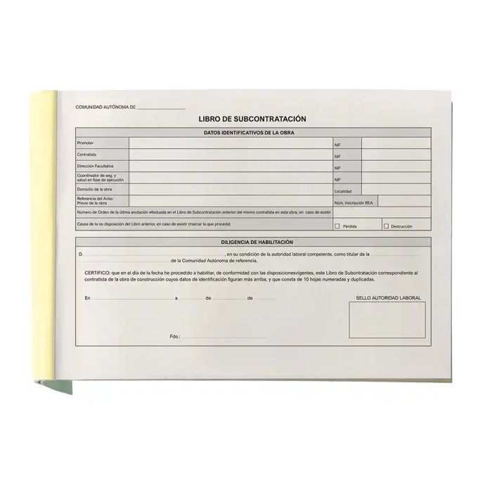 Liderpapel Subcontratacion Juego 10 Hojas Autocopiativas Tamaño Folio 3