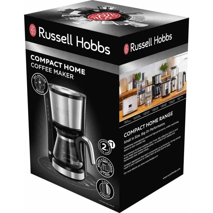 Russell Hobbs Cafetera Compacta 24210-56 de Acero Inoxidable Cepillado, 5 Tazas, 1000W 2