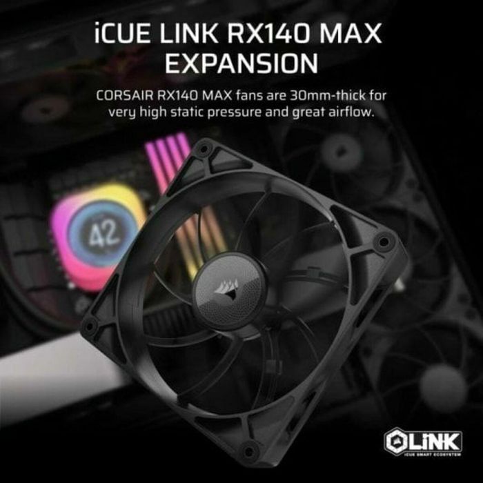 CORSAIR CO-9051043-WW iCUE LINK RX140 Max Ventilador Único para Refrigeración de PC 13 CORSAIR CO-9051043-WW iCUE LINK RX140 Max Ventilador Único para Refrigeración de PC 13
