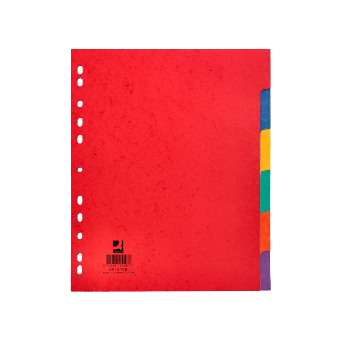 Q-connect Juego de 6 separadores cartulina brillo DIN A4+ multitaladro 2