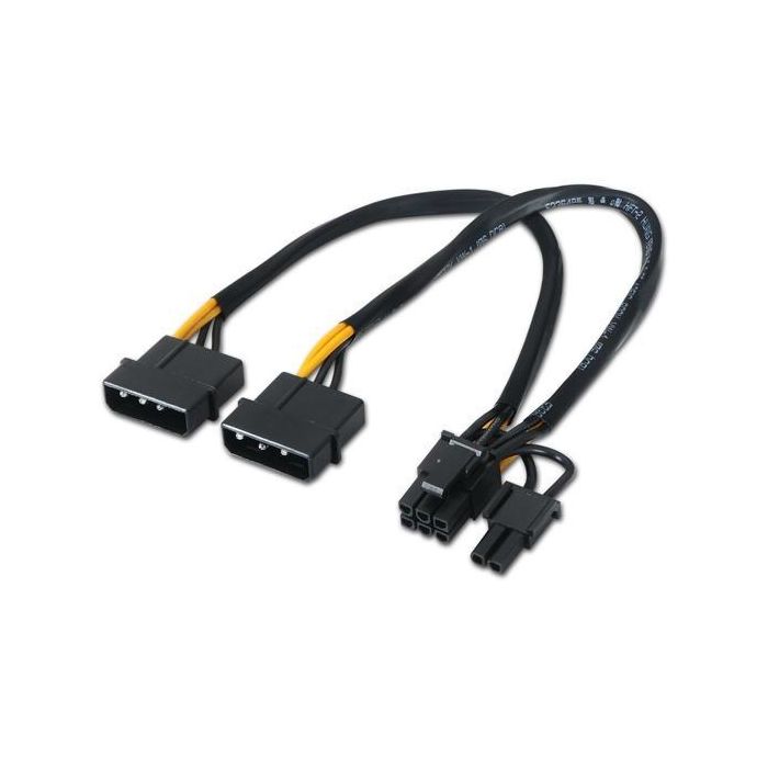 Aisens Cable Tarjeta Gráfica 2Xmolex 4Pin-M - Pci-E Molex 6+2Pin-M Negro 20 cm