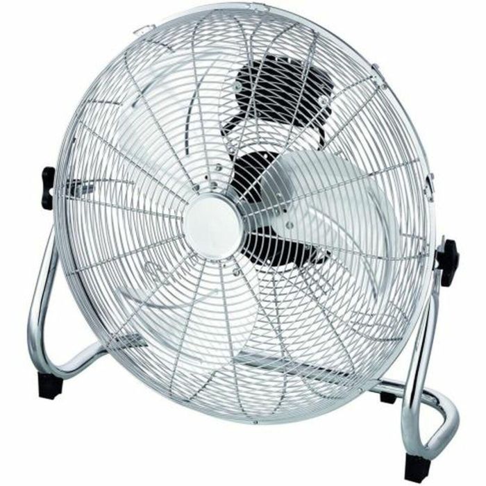 F-Air Ventilador de Suelo Potente 100W Ø45cm Plateado Retro Orientable 3 Velocidades para Negocios y Locales Comerciales