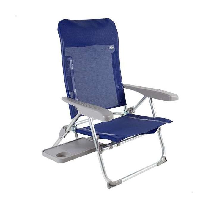 Silla de playa aluminio plegable 6 posiciones 47x57x89 cm. incluye mesa y cojin. Silla de playa aluminio plegable 6 posiciones 47x57x89 cm. incluye mesa y cojin.