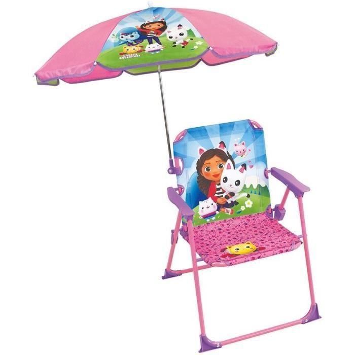Muebles de jardín - FUN HOUSE - Silla plegable Gabby y la Casa Mágica Al.53 x L.38,5 x P.37,5 cm con sombrilla de 65 cm Muebles de jardín - FUN HOUSE - Silla plegable Gabby y la Casa Mágica Al.53 x L.38,5 x P.37,5 cm con sombrilla de 65 cm