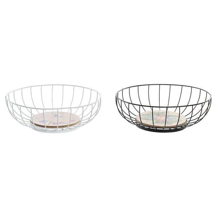 DKD Home Decor Frutero Tropical Multicolor 28x28x11cm de Metal y MDF, Desmontable, Apto Microondas y Lavavajillas (Pack 2 Unidades)