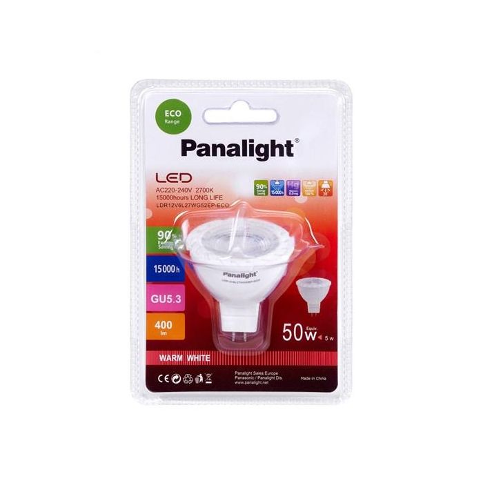 Panasonic LDR12V6L27WG52EPL-ECO Lámpara LED Dicroica GU5.3 5W 2700K 2