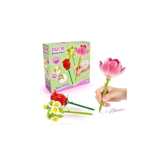Canal Toys Bloom BLM 002 - Pack de 3 Bolígrafos para Armar con Flores Rosa, Loto y Margarita - Tinta con Purpurina y Aroma