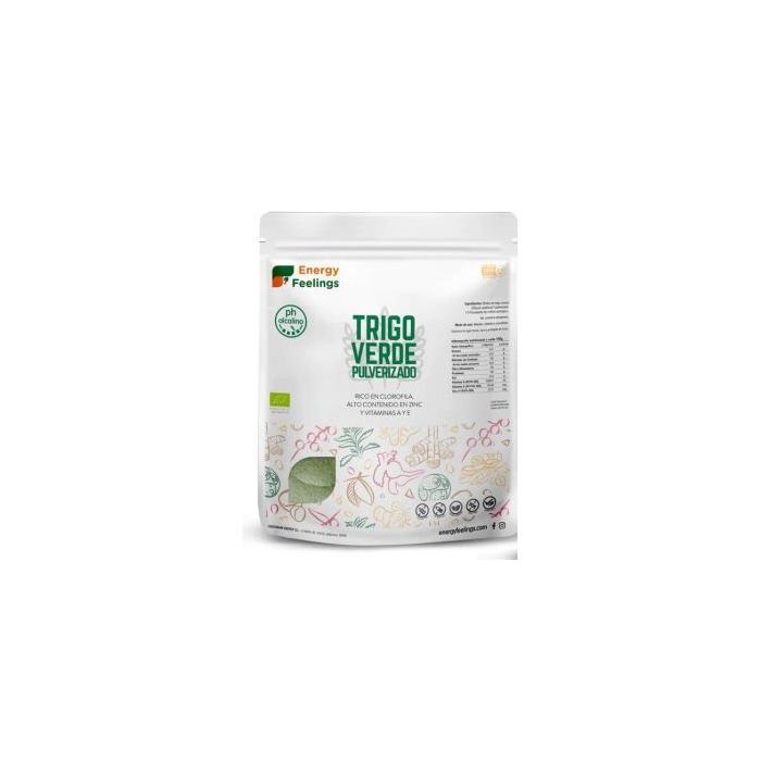 ENERGY FEELINGS Trigo Verde Pulverizado 1Kg. Ecológico Vegano. Alto en Zinc, Vitaminas A y E. Alcalinizante digestivo.