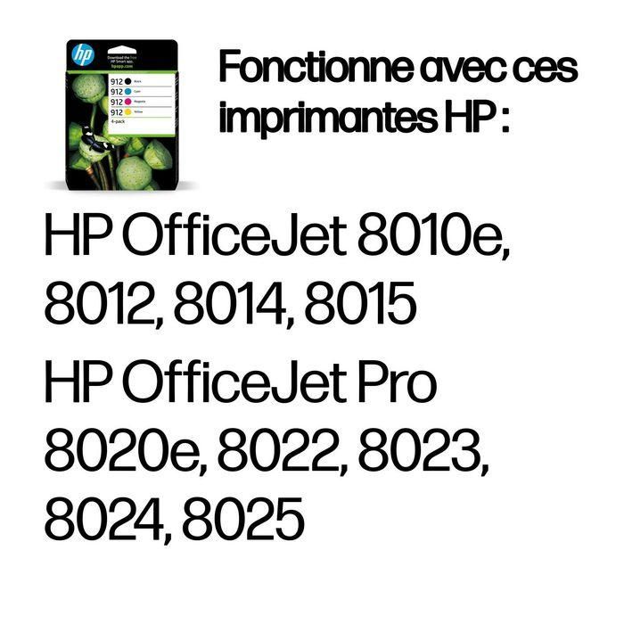 HP Cartuchos de Tinta Original Negro, Cyan, Magenta, Amarillo para Officejet Pro 8000 Series - Nº 912 *Pack De 4*
