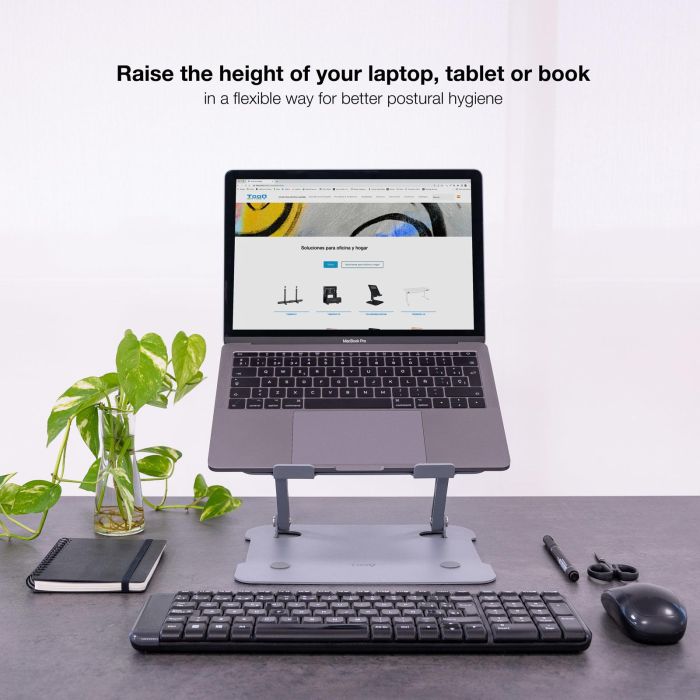 Tooq Soporte Base Elevador Portátil Tablets Libros Aluminio Ajustable Ergonómico Gris 11-17.3 Pulgadas 4