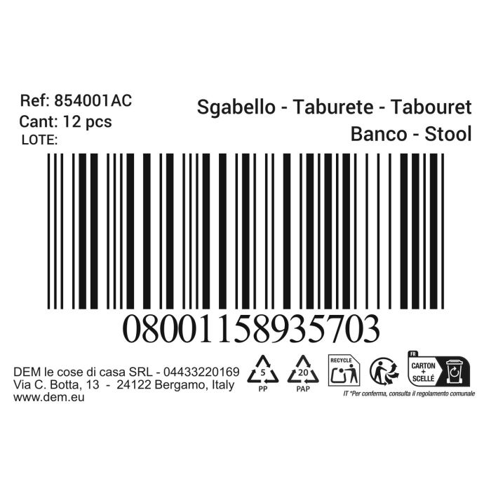 Inde Taburete en Colores, Dimensiones 33,5 cm Largo x 37,5 cm Ancho x 45,5 cm Alto (12 Unidades) Inde Taburete en Colores, Dimensiones 33,5 cm Largo x 37,5 cm Ancho x 45,5 cm Alto (12 Unidades)