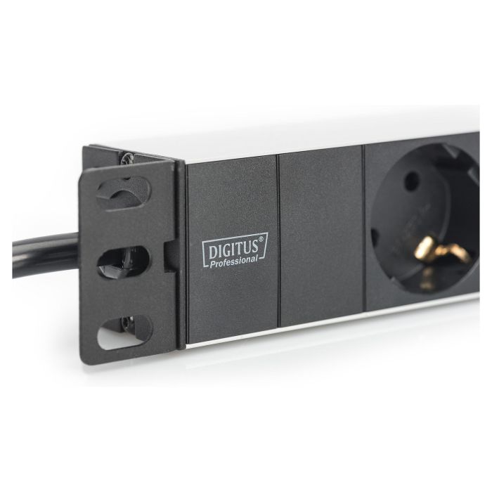 Digitus 1HE Regleta deenchufes con 3 Tomas Tipo F, Aluminio, Negro, Cable 2m 4
