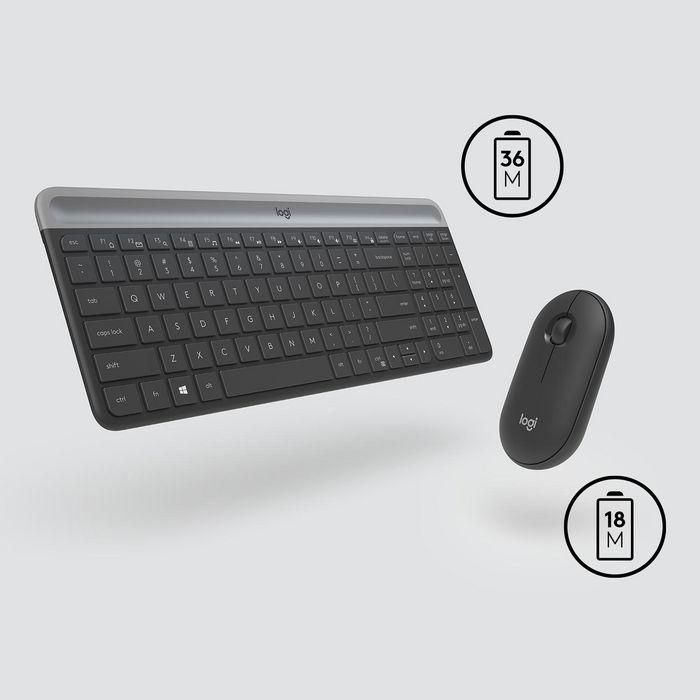 Logitech Combo Teclado y Ratón Inalámbrico MK470 Slim, Diseño Delgado y Silencioso, Inalámbrico 2.4GHz USB Plug-and-Play, Batería Larga Duración 4