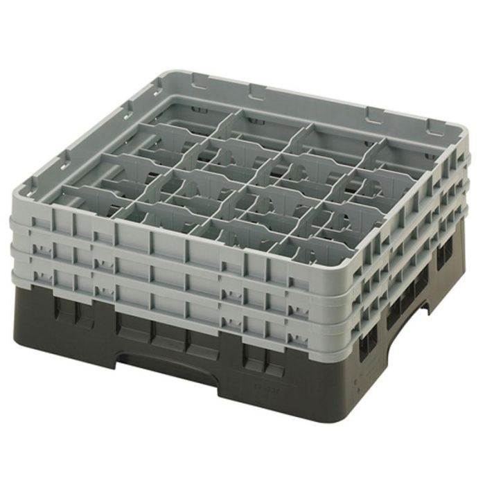 CAMBRO - 16S638-110 - Cesta de lavado 16 comp. 3 alturas - 10,9 cm Ø máx. - alt. máx. 17,6 cm - 50 x 50 x 22,5 cm - Negro