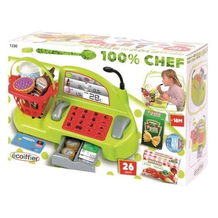Ecoiffier Caja Registradora Chef para Niños +18 Meses con Cajón de Monedas, Billetes, Lector, Micrófono y Accesorios 2