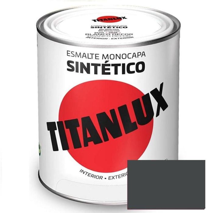 Titanlux 549 Pintura Esmalte Sintético Industrial de Alta Calidad Gris Medio 750ml para Acero y Metales, Secado Rápido