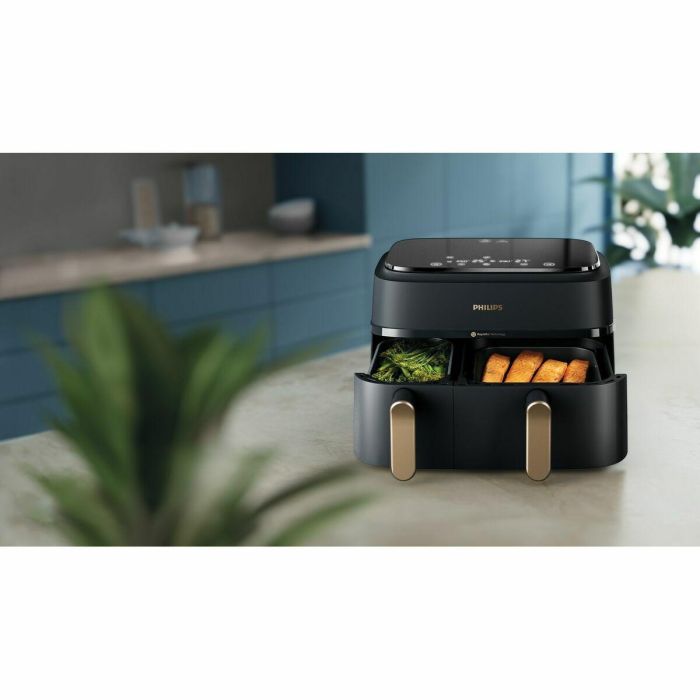 Freidora sin aceite - PHILIPS - NA352/04 - 9L - Doble cesta - Pantalla táctil + Accesorios - Negra 1 Freidora sin aceite - PHILIPS - NA352/04 - 9L - Doble cesta - Pantalla táctil + Accesorios - Negra 1