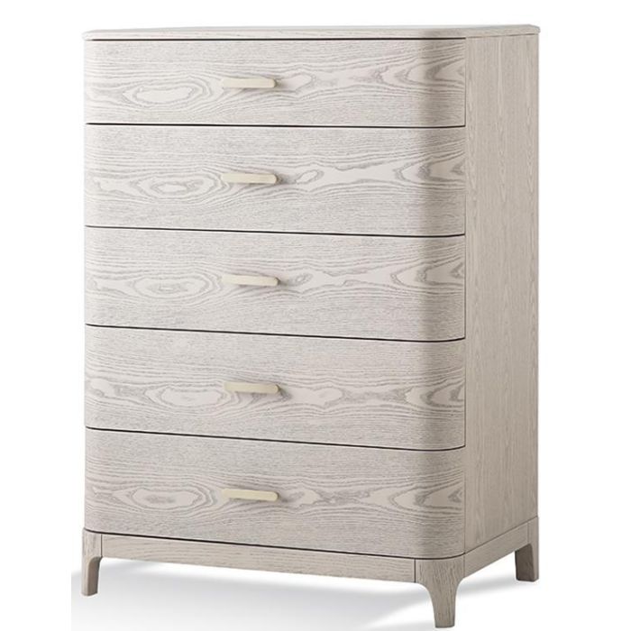 DKD Home Decor Chifonier Tradicional Gris Claro con 5 Cajones, Metal y MDF, 112.5 cm Alto x 80.6 cm Ancho x 48 cm Fondo